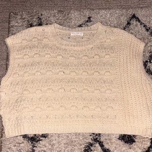 Cream Knit Sleeveless Crop Sweater